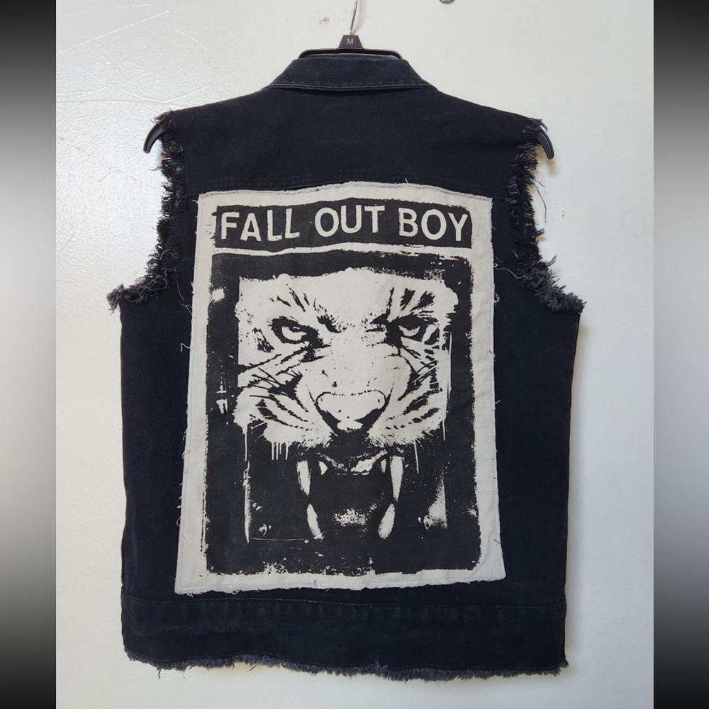 Manhead Fall Out Boy black denim vest size XS